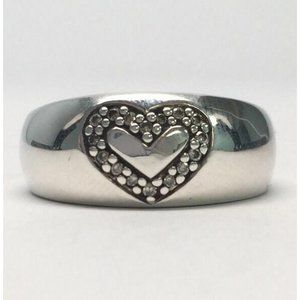 Kay Jewelers LLJ Sterling Silver & Diamonds Heart Ring, Size 6 3/4